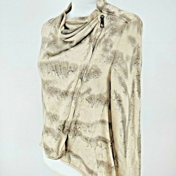 XCVI Womens Size XS Asymmetrical Zip Tie Dye Jacket Cardigan Hi Low Raw Hem Gray - Picture 3 of 9